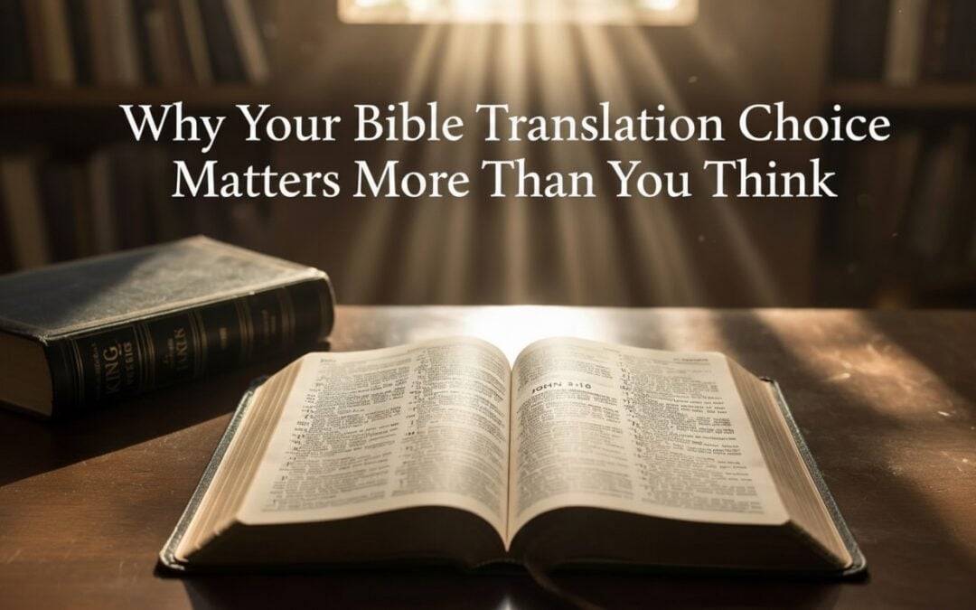 Open Bible with rays of light and KJV Bible on desk — Why Your Bible Translation Choice Matters More Than You Think