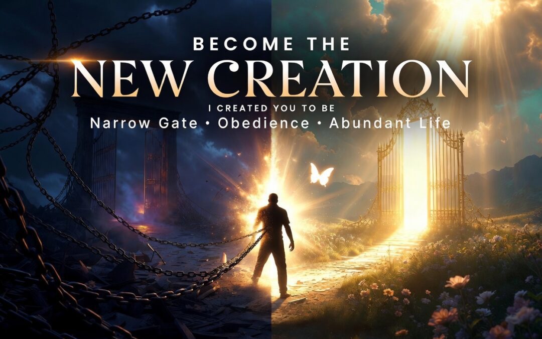 God is calling you to become the new creation He designed you to be. Surrender your mind, capture your thoughts, and walk through the narrow gate of obedience. Leave the flesh behind and step into abundant life, Kingdom purpose, and supernatural adventure. Die to self and experience the fullness of God.