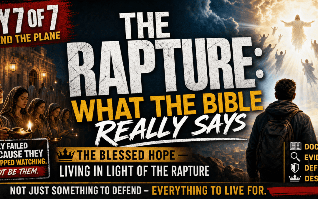 Alt Text: Day 7 Rapture Series — The Blessed Hope Living in Light of the Rapture — Ten Virgins and believers rising to meet the Lord — FaithNFreedom