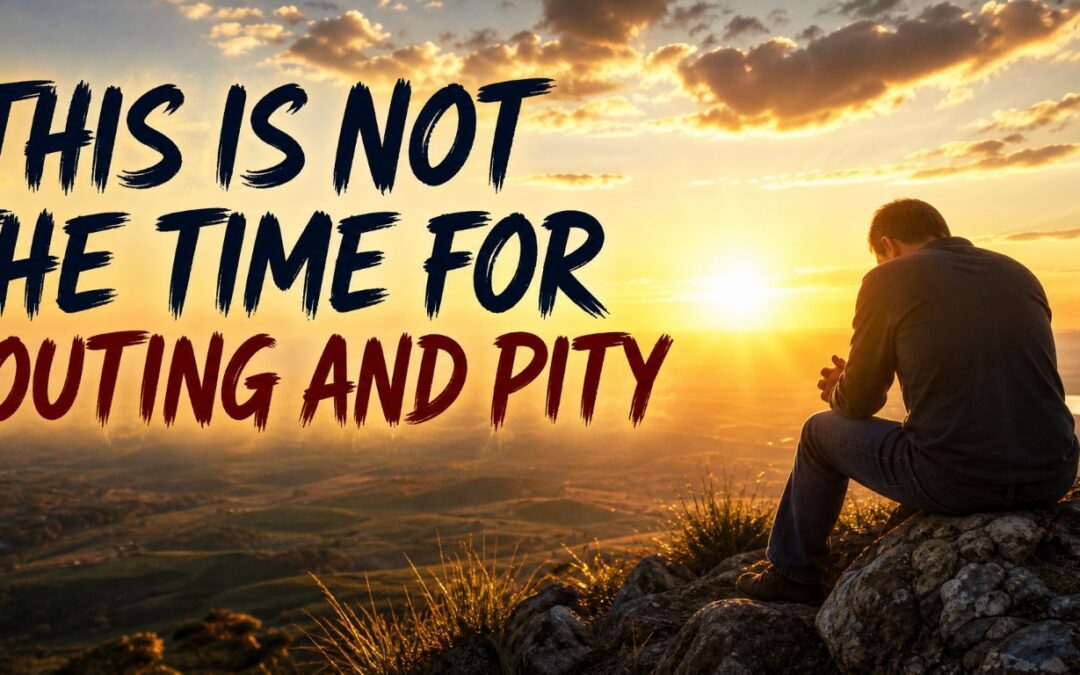 Man praying on a mountain at sunrise — This Is Not the Time for Pouting and Pity, FaithNFreedom Word from the Lord