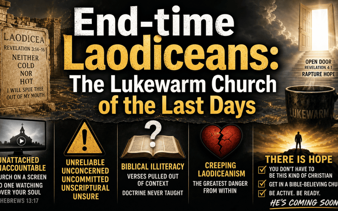 Lukewarm Christianity infographic: End-time Laodiceans, the lukewarm church of Revelation 3:14–22